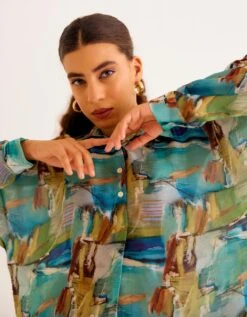 A Brushstroke Print Pac Shirt -Africans Shop nornmatizbtpacsht3