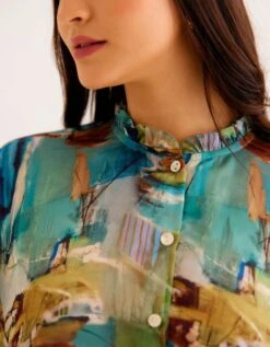 A Brushstroke Print Victorian Shirt -Africans Shop nornmatizbtvicsht3