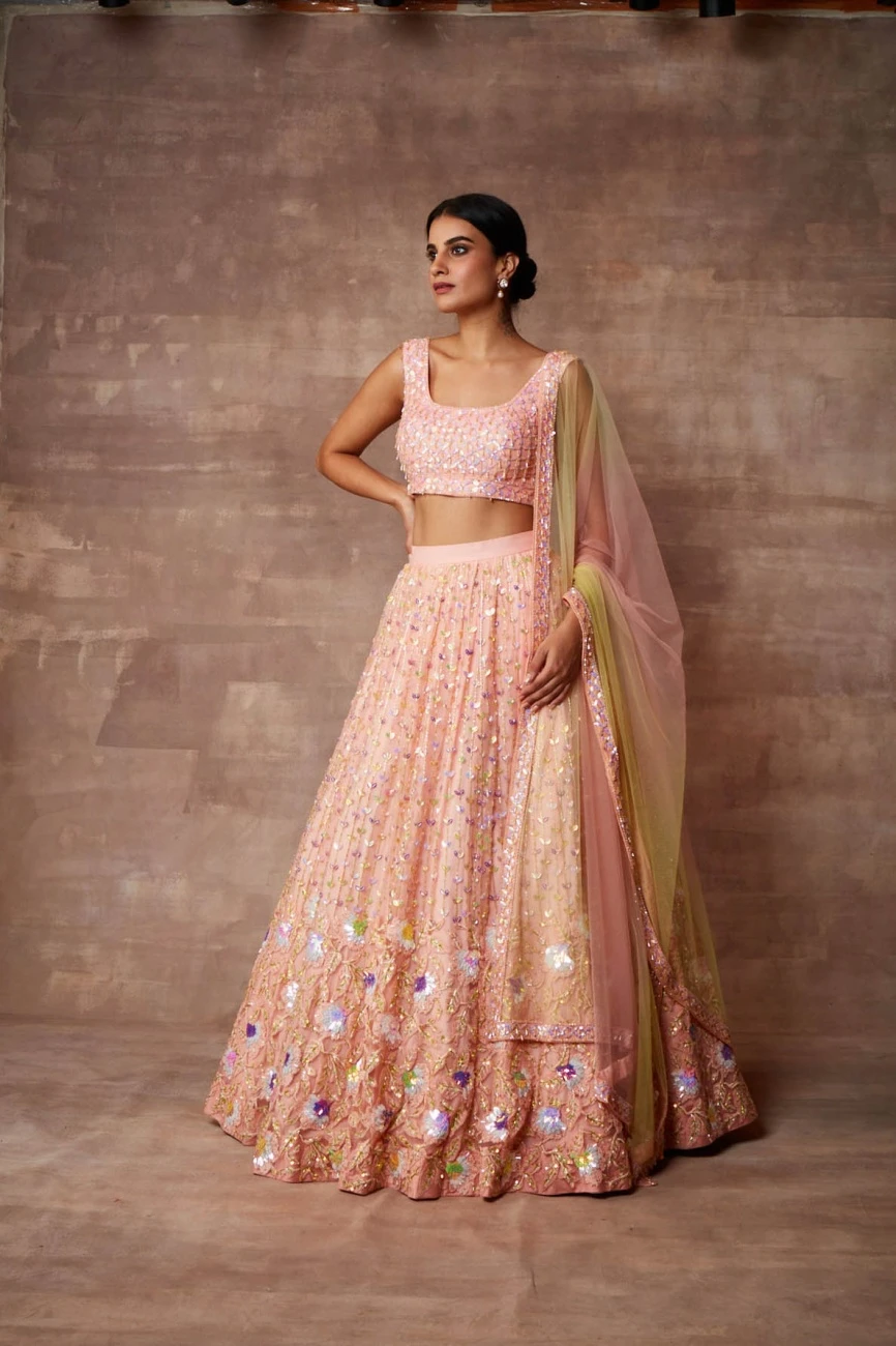 Peach Roseate Mehr Lehenga Set 4 Peach Roseate Mehr Lehenga Set - Image 2