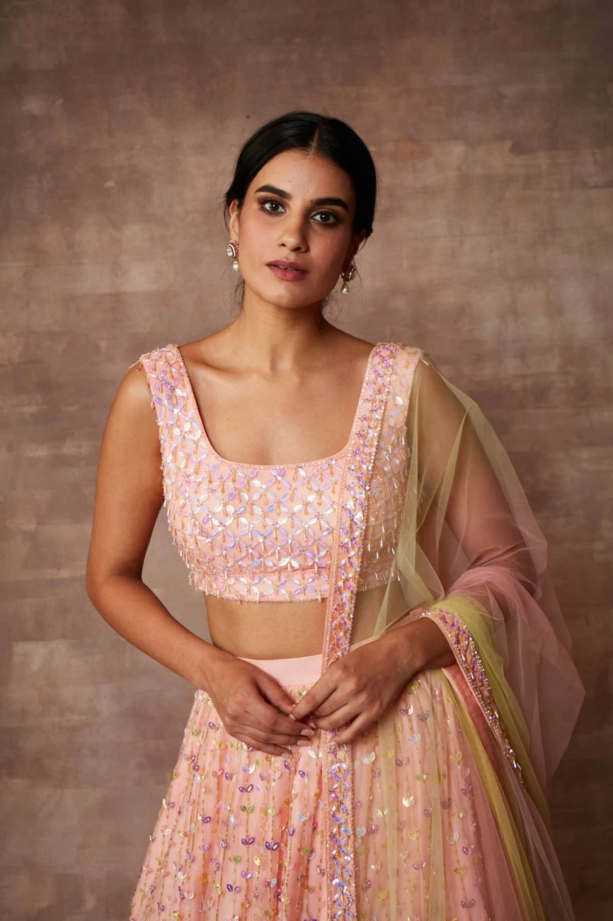 Peach Roseate Mehr Lehenga Set 5 Peach Roseate Mehr Lehenga Set - Image 3