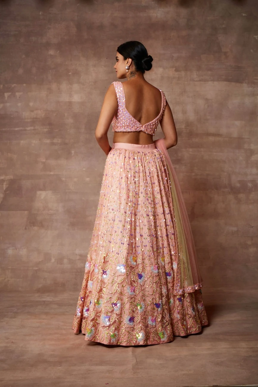 Peach Roseate Mehr Lehenga Set 6 Peach Roseate Mehr Lehenga Set - Image 4