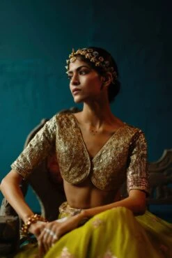 Lime Lehenga Set With Gota And Marori Work