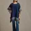 Blue Crinkle Poncho -Africans Shop omwkrosp071