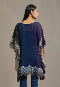 Blue Crinkle Poncho -Africans Shop omwkrosp07b