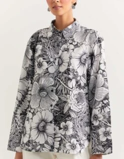 Black Shirt And White Shirt In Crepe -Africans Shop omwshtflr014