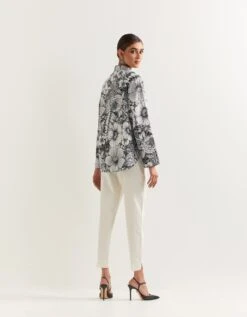 Black Shirt And White Shirt In Crepe -Africans Shop omwshtflr01b