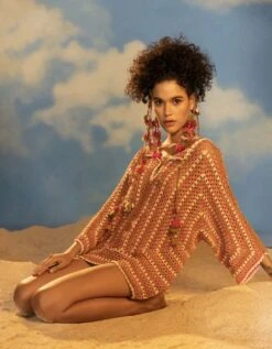 Ivory/Pink/Green Caimito Top -Africans Shop pal272