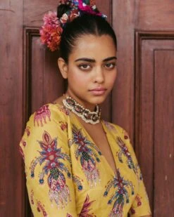 Yellow Hand Block Printed Blouse -Africans Shop pi174