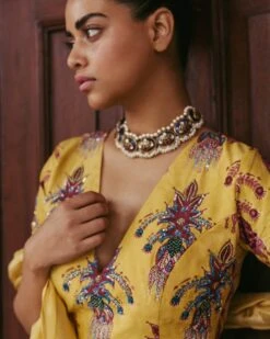 Yellow Hand Block Printed Blouse -Africans Shop pi17b