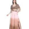 Pink And Brown Ombre Pants With Embroidered Cape And Busiter -Africans Shop pss24751