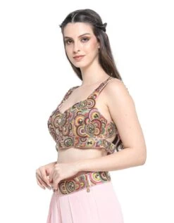 Pink And Brown Ombre Pants With Embroidered Cape And Busiter -Africans Shop pss24755