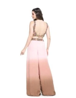 Pink And Brown Ombre Pants With Embroidered Cape And Busiter -Africans Shop pss24756