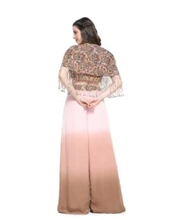 Pink And Brown Ombre Pants With Embroidered Cape And Busiter -Africans Shop pss2475b