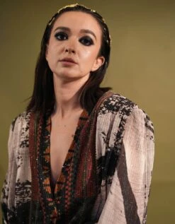 Black & White Placement Print Top -Africans Shop qutrs240173