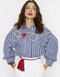 The Striped Shirt With Anchor & Lobster Embroidery -Africans Shop rarasss2023023