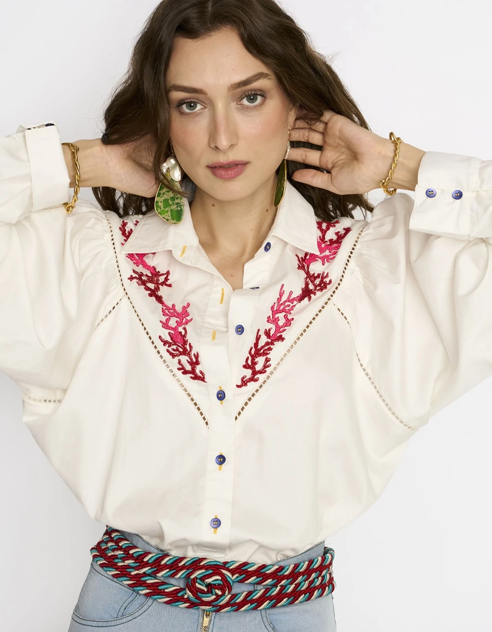 The Pattern Block Shirt W Multi Colour Corals & Lace Details 5 The Pattern Block Shirt W Multi Colour Corals & Lace Details - Image 3