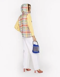 The Checks & Striped Hoodie Top W Hand Embroidered Yoke & Pocket -Africans Shop rarasss202348b