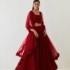 Red 3D Floral Embellished Lehenga Set -Africans Shop rbv201