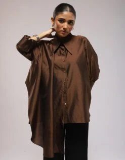 The Stylish Flair Shirt In Brown -Africans Shop s1001brown3