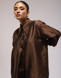 The Stylish Flair Shirt In Brown -Africans Shop s1001brown4