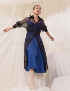 Inky Organza Long Shirt -Africans Shop saaw23sh104b