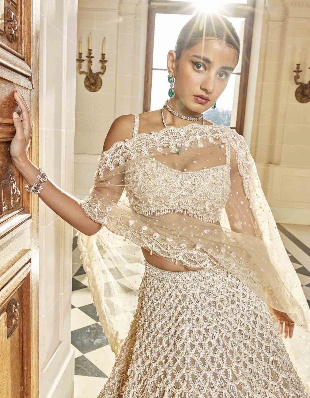 Nude Pearl Drop Lehenga Set 5 Nude Pearl Drop Lehenga Set - Image 3