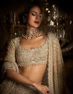 Champagne Pearl Lehenga Set -Africans Shop sc23674
