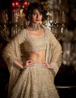 Champagne Pearl Lehenga Set -Africans Shop sc23675