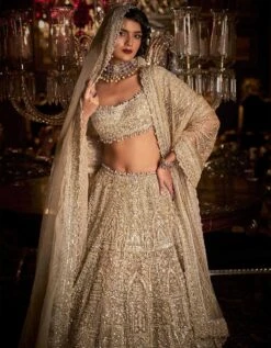 Champagne Pearl Lehenga Set -Africans Shop sc23676