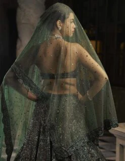 Emerald Green Sequin Lehenga Set -Africans Shop sc2396b