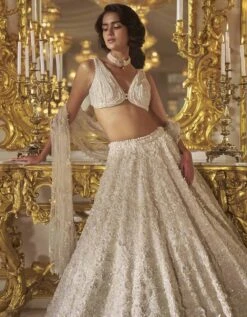 Ivory Three-Dimensional Lehenga Set -Africans Shop sc24012