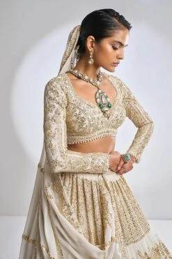 Ivory Multi-Tiered Lehenga Set -Africans Shop sc 22112