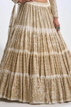 Ivory Multi-Tiered Lehenga Set -Africans Shop sc 22113