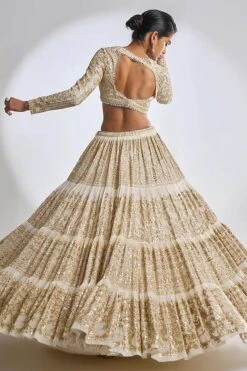 Ivory Multi-Tiered Lehenga Set -Africans Shop sc 2211b