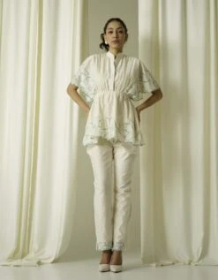 Ivory Teal Blue Top With Pant -Africans Shop sk525tb1 1
