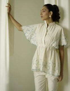 Ivory Teal Blue Top With Pant -Africans Shop sk525tb2