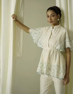 Ivory Teal Blue Top With Pant -Africans Shop sk525tb3