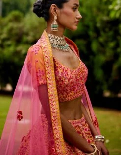 Pink And Yellow Silk Lehenga Set -Africans Shop snp41223