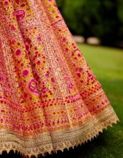 Pink And Yellow Silk Lehenga Set -Africans Shop snp41224