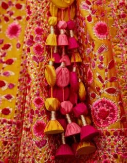 Pink And Yellow Silk Lehenga Set -Africans Shop snp41225