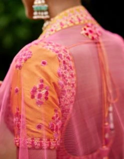 Pink And Yellow Silk Lehenga Set -Africans Shop snp41226
