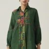 Green Gulzaar High Low Shirt -Africans Shop ss2305c1
