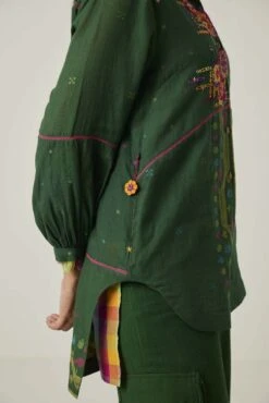 Green Gulzaar High Low Shirt -Africans Shop ss2305cb