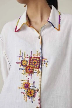 White Gulzaar Khadi Long Shirt -Africans Shop ss2309a4