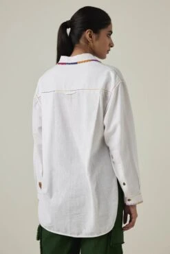 White Gulzaar Khadi Long Shirt -Africans Shop ss2309ab
