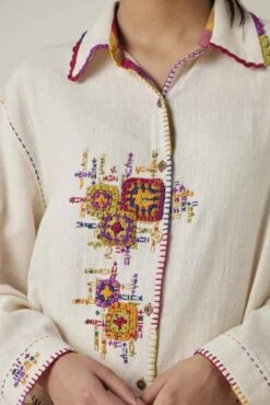 Off-White Gulzaar Khadi Long Shirt -Africans Shop ss2309b3