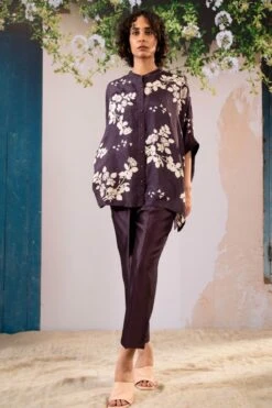 Lavender Discharge Print Kaftan Top And Pant Set -Africans Shop stp182