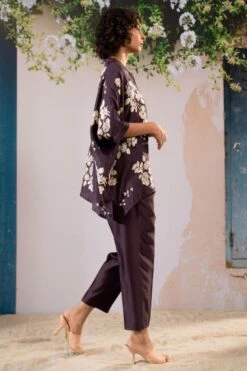 Lavender Discharge Print Kaftan Top And Pant Set -Africans Shop stp183