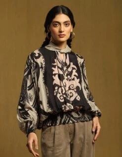 Black Botanic Print Top -Africans Shop stpvbm01n31226750black2