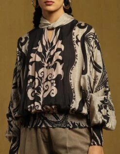 Black Botanic Print Top -Africans Shop stpvbm01n31226750black4